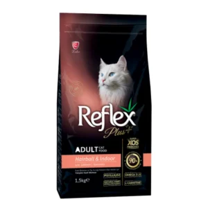 Reflex Plus Adult Cat Food Hairball & Indoor With Salmon 1.5kg