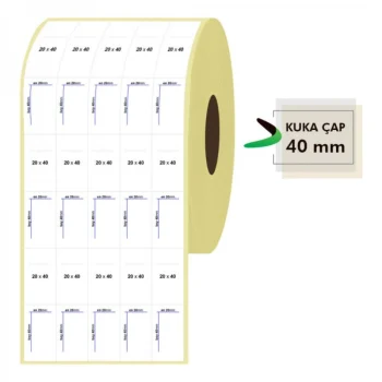 Roll Paper Thermal Tag 20mm X 40mm 5 Rows 4000 Pieces