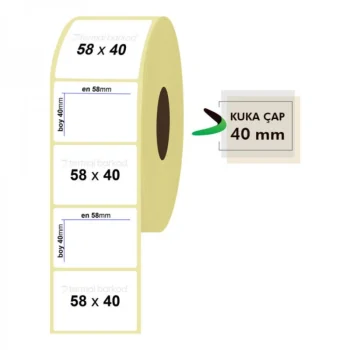Roll Paper Thermal Tag 58mm X 40mm 1125 Pieces