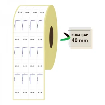Roll Paper Thermal Tag 20mm X 40mm 4 Rows 4500 Pieces