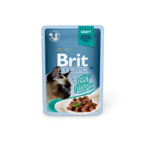 Brit Premium Cat Pouch with Beef Fillets in Gravy for Adult Cats 85gr