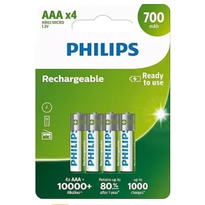 Philips R03b4a70/10 Rechargeable Aaa Battery 4-Pack