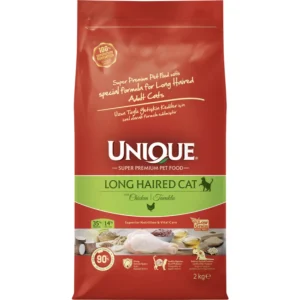 Unique Low Grain Adult Cat Food Long Haired Chicken 2kg