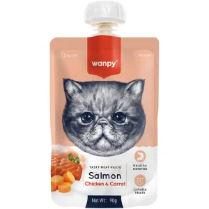 Wanpy Cat Tasty Meat Paste Salmon, Chicken and Carrot 90gr
