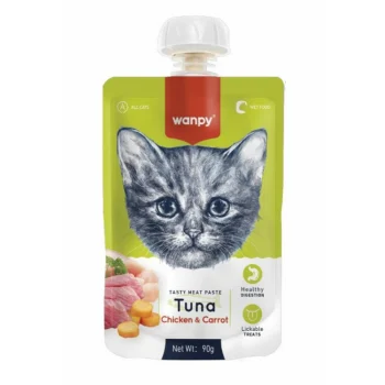 Wanpy Cat Tasty Meat Paste Tuna, Chicken and Carrot 90gr