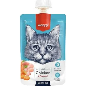 Wanpy Cat Tasty Meat Paste Premium Pouch Chicken-Carrot 90gr