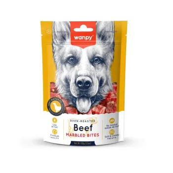 Wanpy Dog Oven-Roasted Treat Beef Marbled Bites 100gr