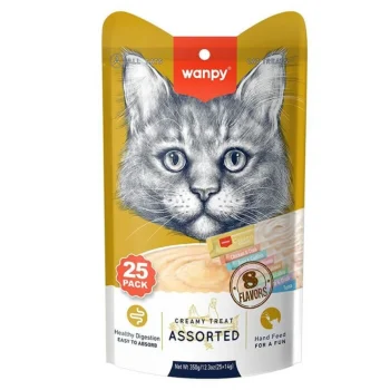 Wanpy Cat Creamy Treat Assorted Mix 8 Flavors 25 Pieces 14gr (25x14gr)