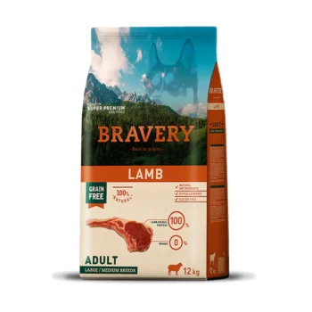 Bravery Grain Free Adult Medium/Large Breed Dog Food Lamb 12kg