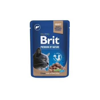 Brit Premium Cat Chunks In Gravy With Liver For Sterilised Cats 100gr