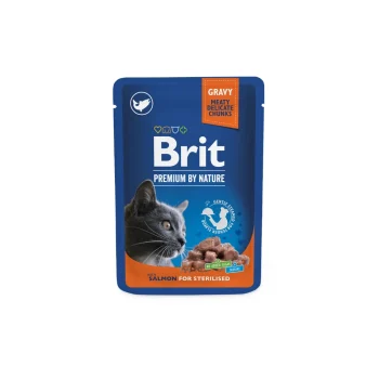 Brit Premium Cat Chunks In Gravy With Salmon For Sterilised Cats 100gr
