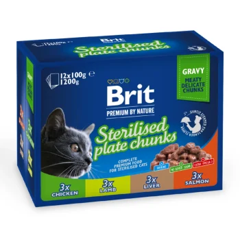 Brit Premium By Nature Chunks In Gravy Sterilised Cat Plate 12 Pack