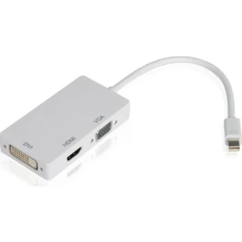 Mini Display Port To Hdmi Dvi Vga Adaptor White