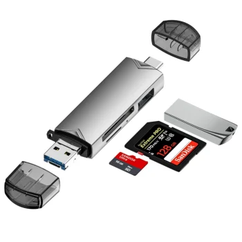 Reader Type-C+ USB 2.0 Hub - 1xsd, 1xmicrosd, 1xusb Hub D-398 Card