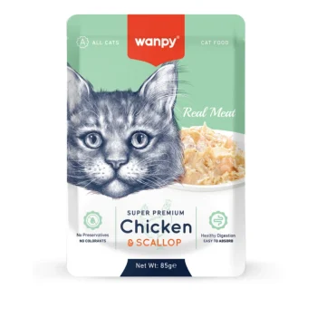 Wanpy Cat Pouch Real Meat Chicken and Scallop 85gr