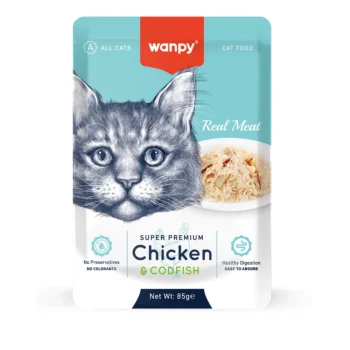 Wanpy Cat Pouch Real Meat Chicken and Codfish 85gr