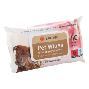 Flamingo Wild Cherry Scented Pet Wipes 18cmx16cm 40wipes
