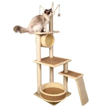 Cat Scratcher Tower - Wooden - Cream