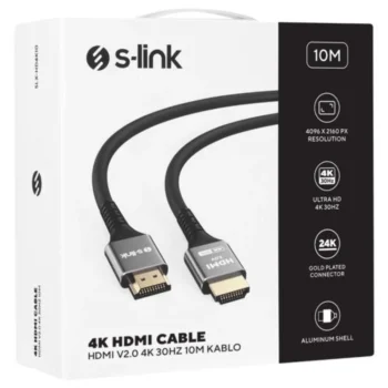 S-Link Slx-Hd4k10 Hdmi 10mt Metal V2.0 4k(4096*2160)30hz Cable