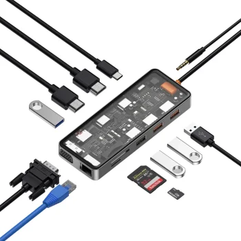 Wiwu Cb012 12in1 Usb+Hdmi+Cardreader+Hdmi+Usb-C+Rj45+Vga HUB