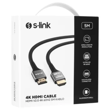 S-Link Slx-Hd4k05 Hdmi 5mt Metal V2.0 4k(4096*2160)60hz Cable