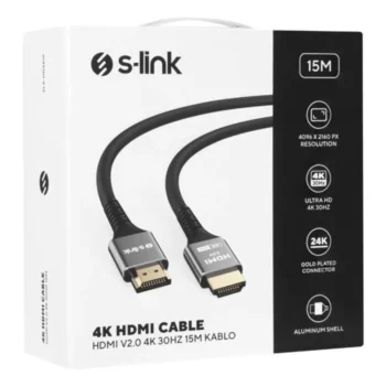 S-Link Slx-Hd4k15 Hdmi 15mt Metal V2.0 4k(4096*2160)30hz Cable