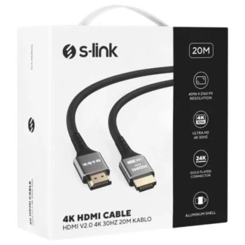 S-Link Slx-Hd4k20 Hdmi 20mt Metal V2.0 4k(4096*2160)30hz Cable