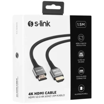 S-Link Slx-Hd4k015 Hdmi 1.5mt Metal V2.0 4k(4096*2160)60hz Cable