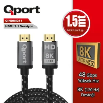 Qport Q-Hdmi211 Gold Braided Hdmi 1.5mt Cable